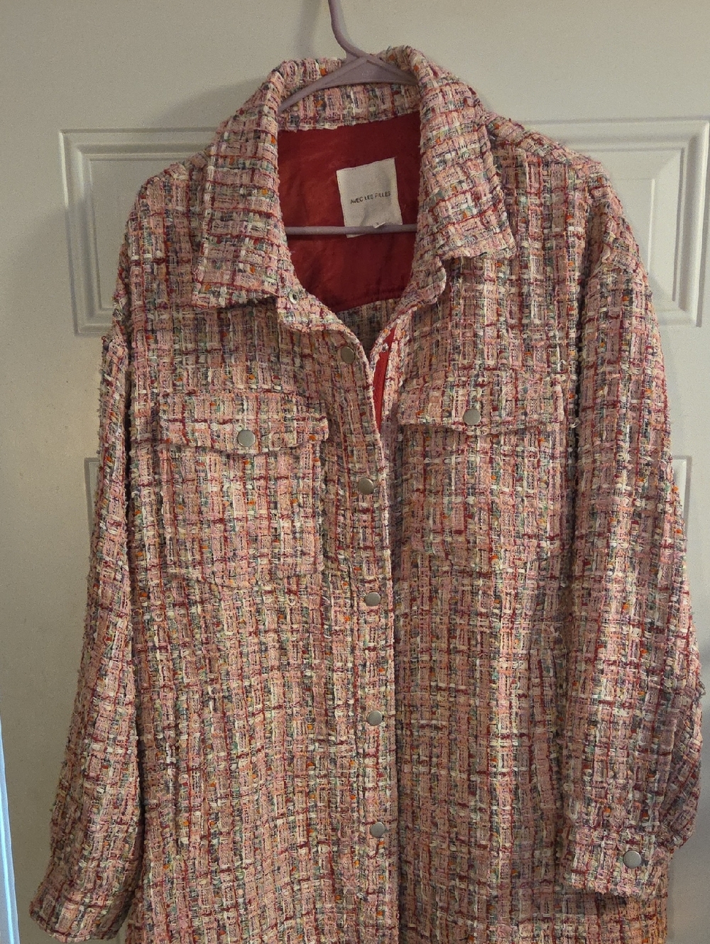 Avec Les Filles Pink Multi-Color Tweed Jacket